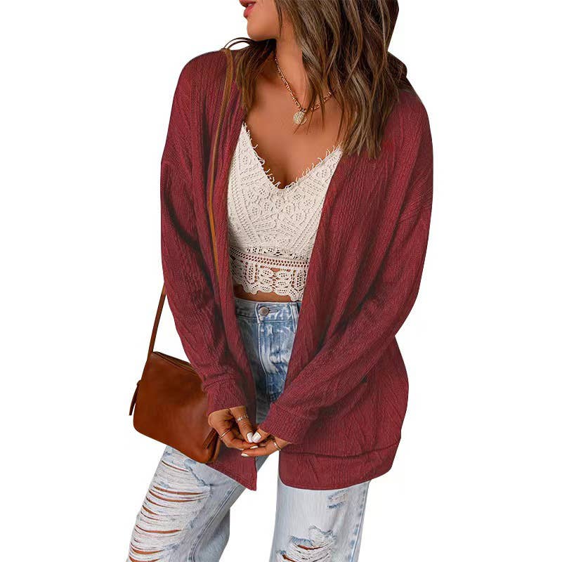 WOOLEN PATCHWORK KNITTED LONG-SLEEVED CARDIGAN