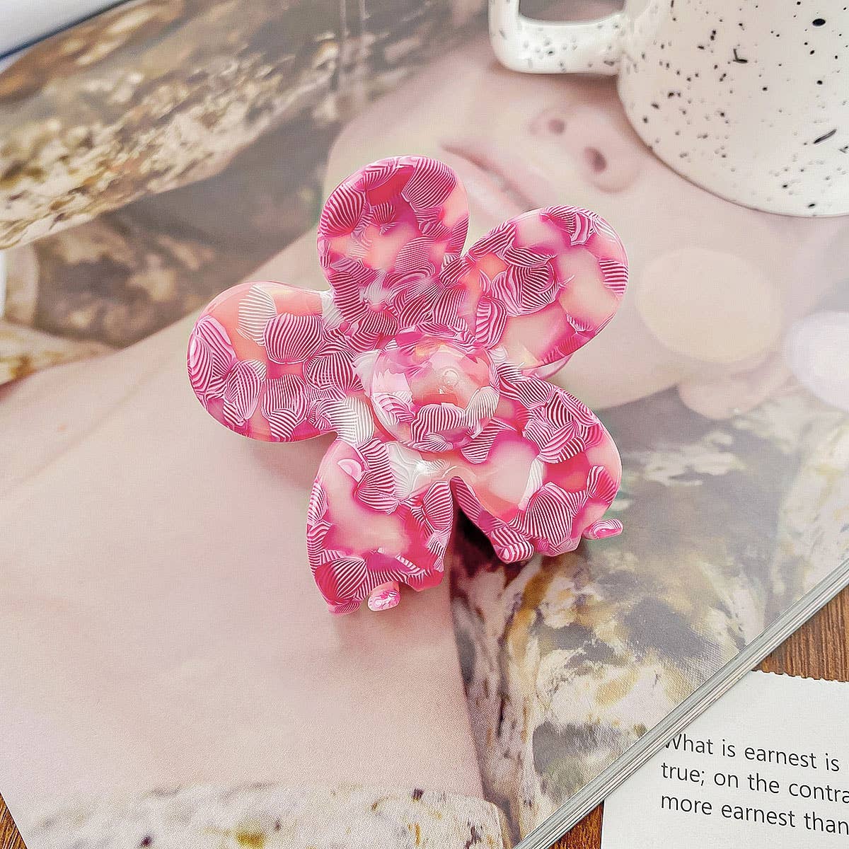 2.7" Flower Tortoise Shell Hair Claw Clips_CWAHA0383