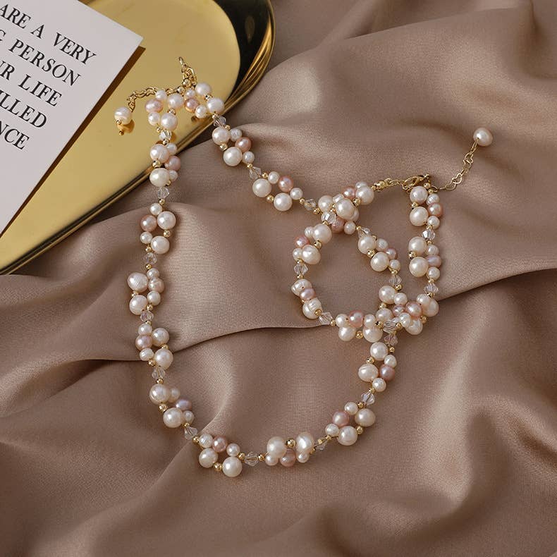Niche design freshwater pearl patchwork bracelet