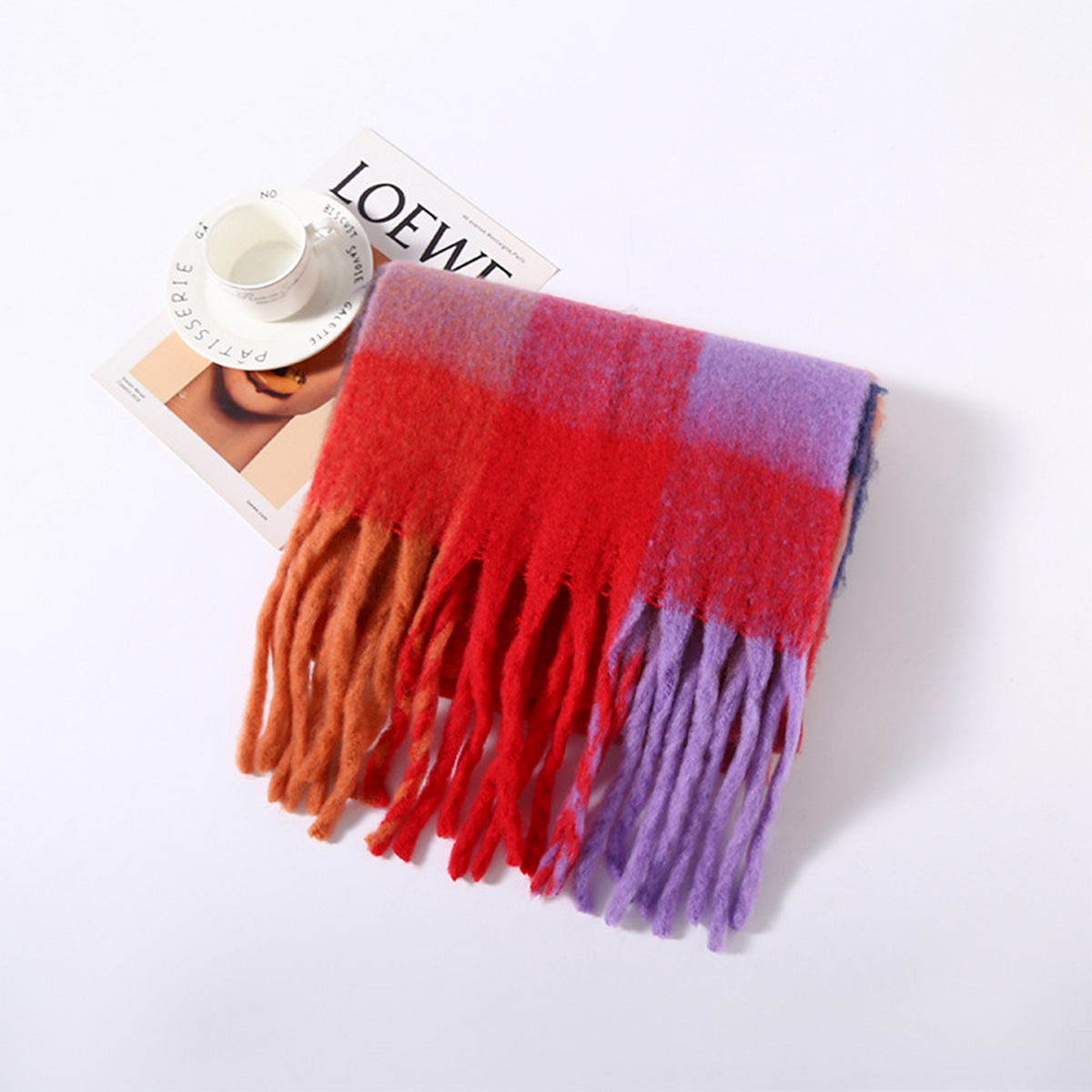 Colorblock Brushed Shawl ? Ins Style Winter Scarf