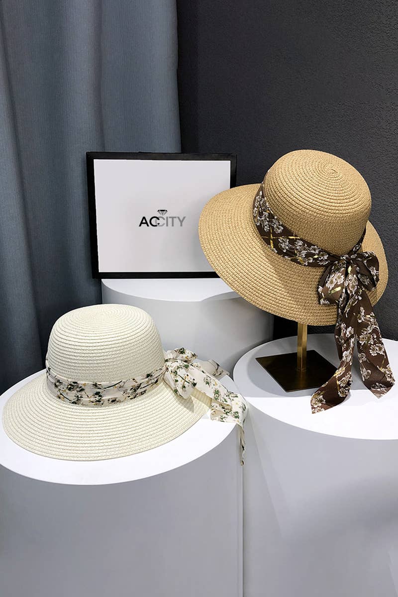 WIDE BRIM BOWKNOT FASHION STRAW HAT_CWAH0466