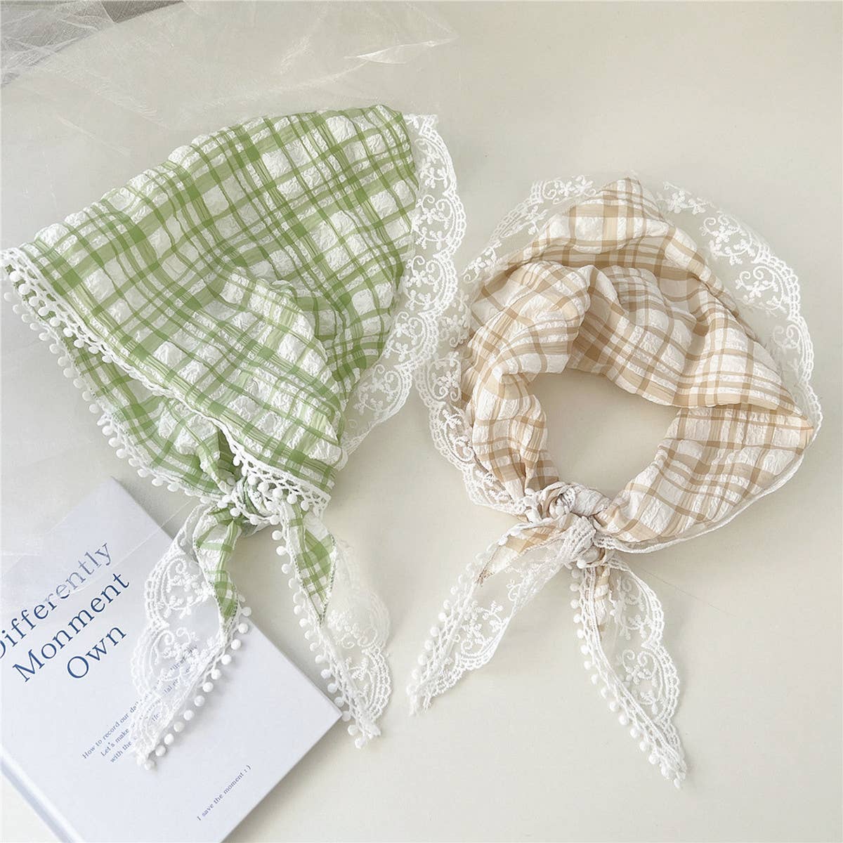 Lace Triangle Scarf - Striped Headband Scarf