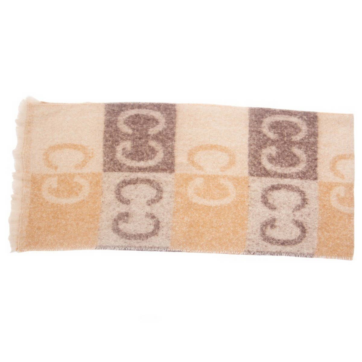 Letter Jacquard Scarf ? Winter Short Fringe Wrap