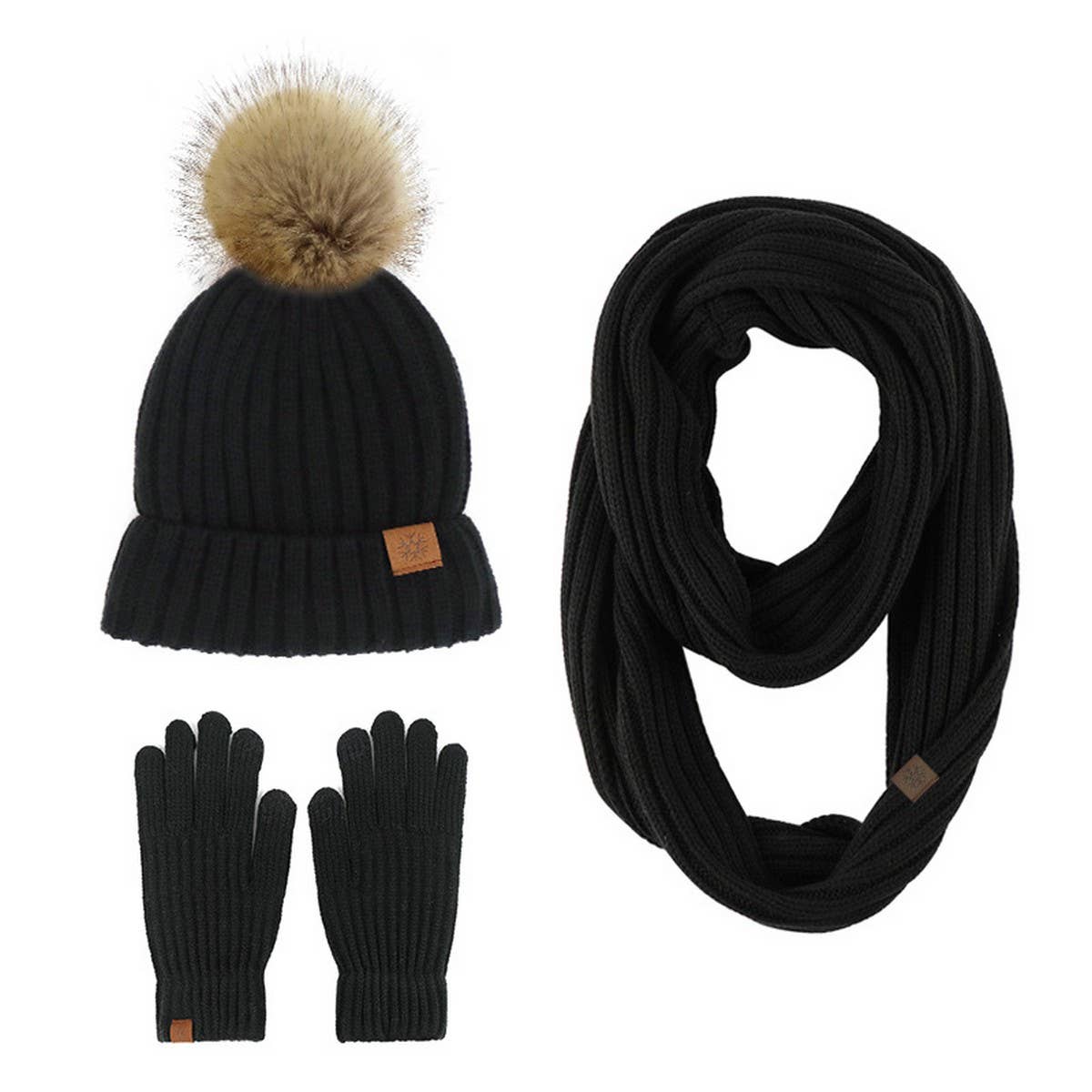 WINTER ADULT OUTDOOR WARM KNITTED SCARF SUIT WOMEN