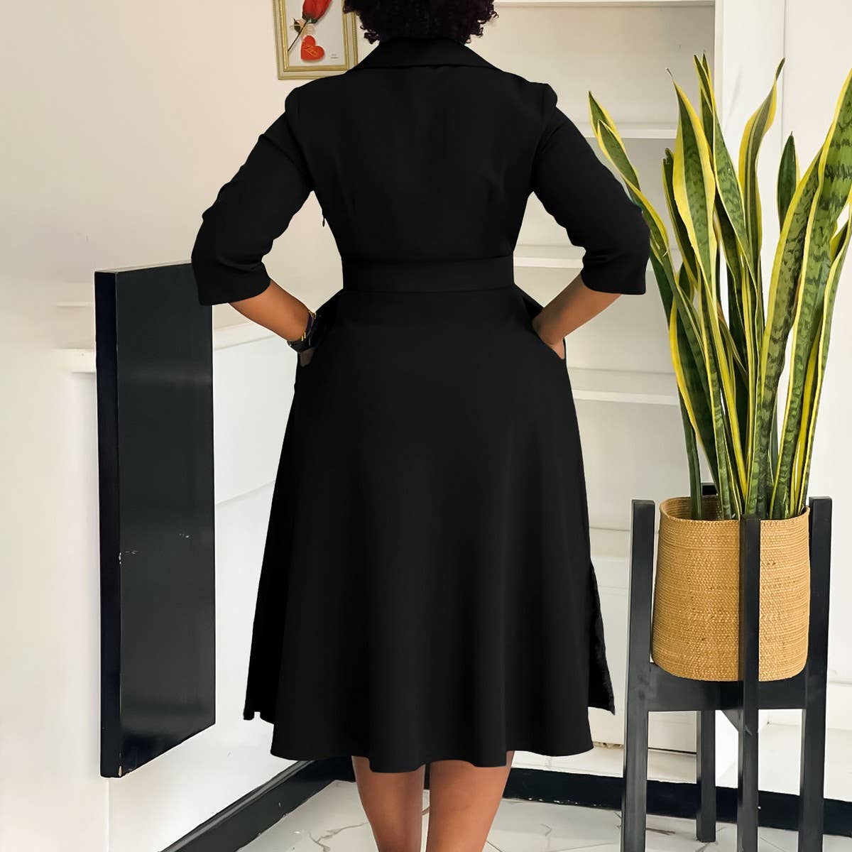 FASHIONABLE AND ELEGANT SOLID COLOR PLUS SIZEDRESS_CWDMD3659