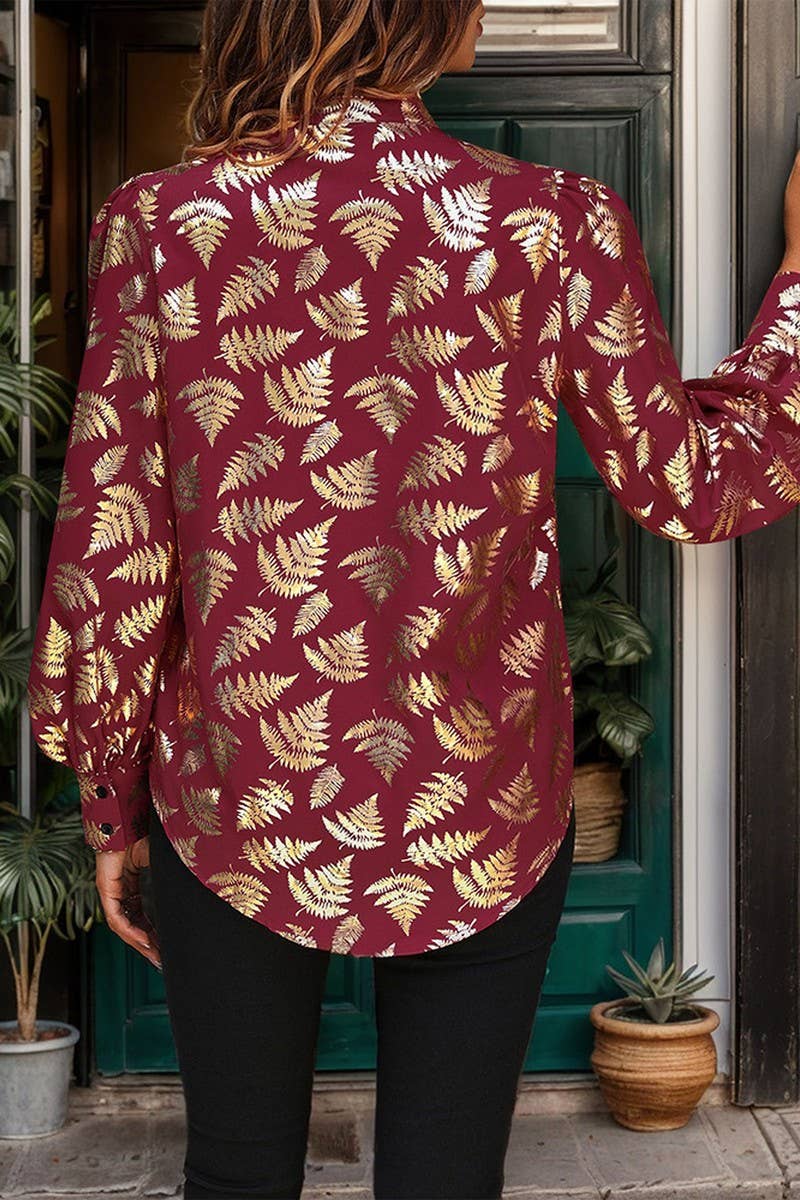 FLORAL GOLD PRINT SHIRT TOPCWTBLL1220