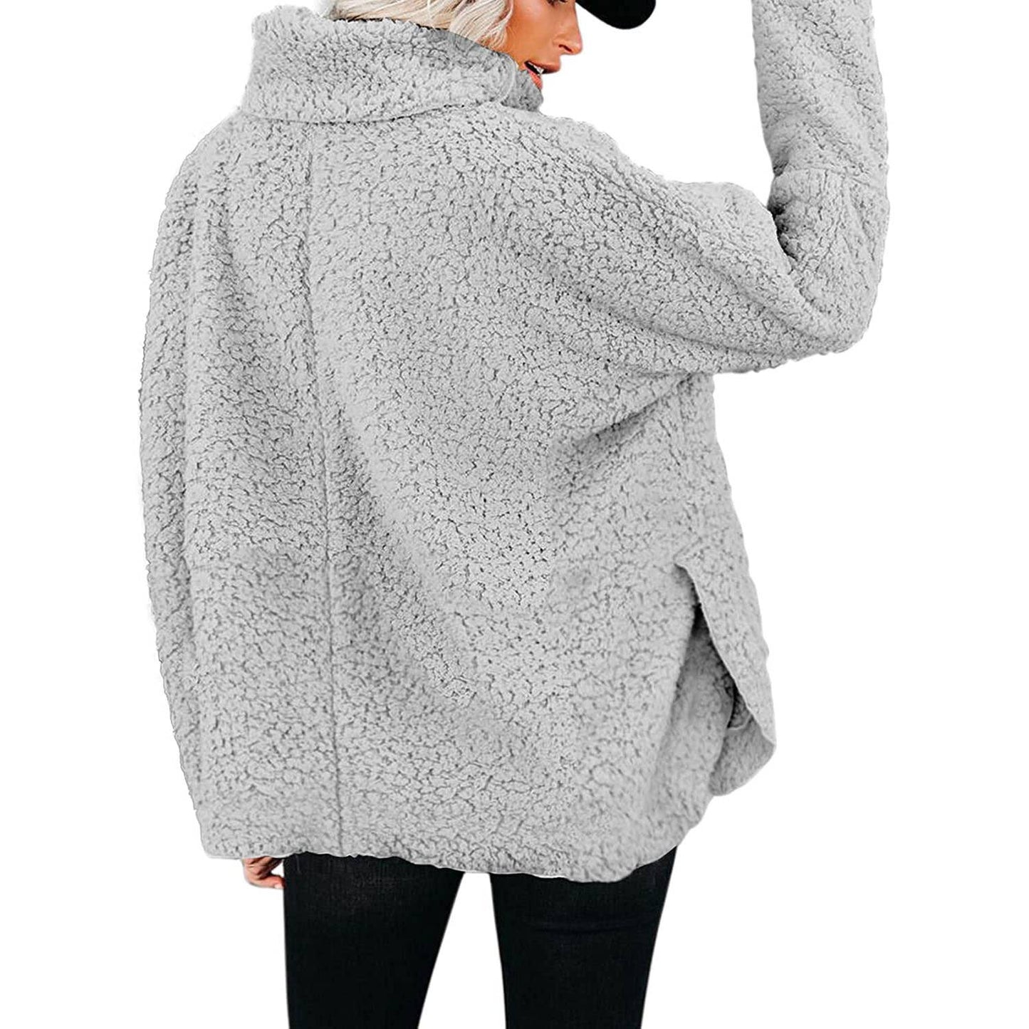 WOOLEN SOLID COLOR PULLOVER SHORT HOODIE WOMAN