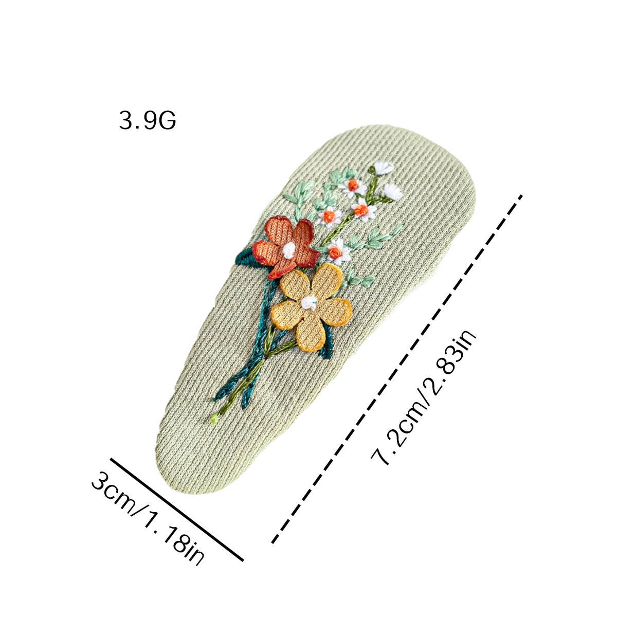 Three-dimensional hair clips fabric embroidery