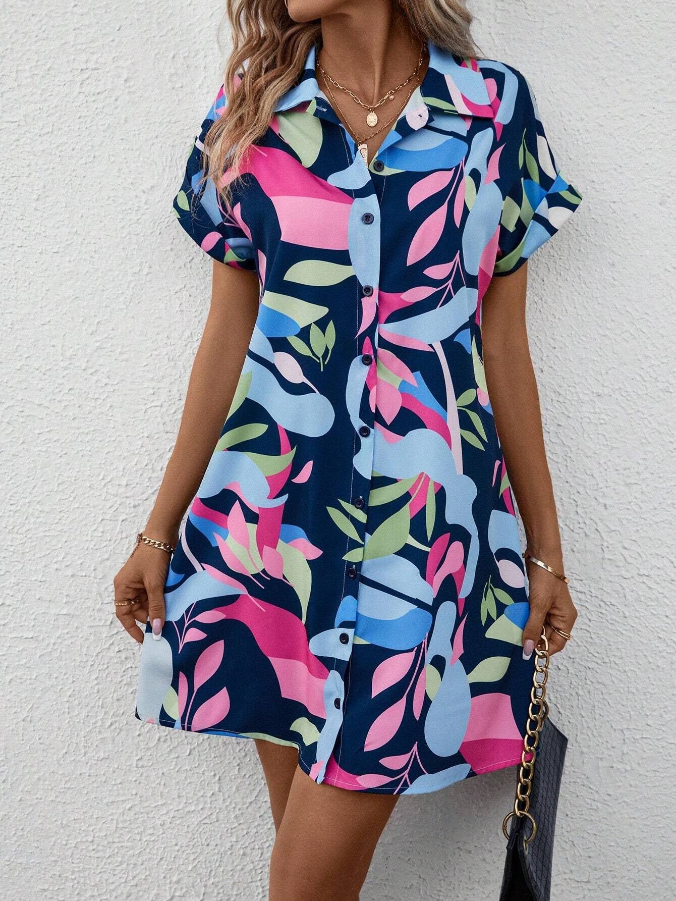 FLORAL PRINT CARDIGAN SHIRTDRESS