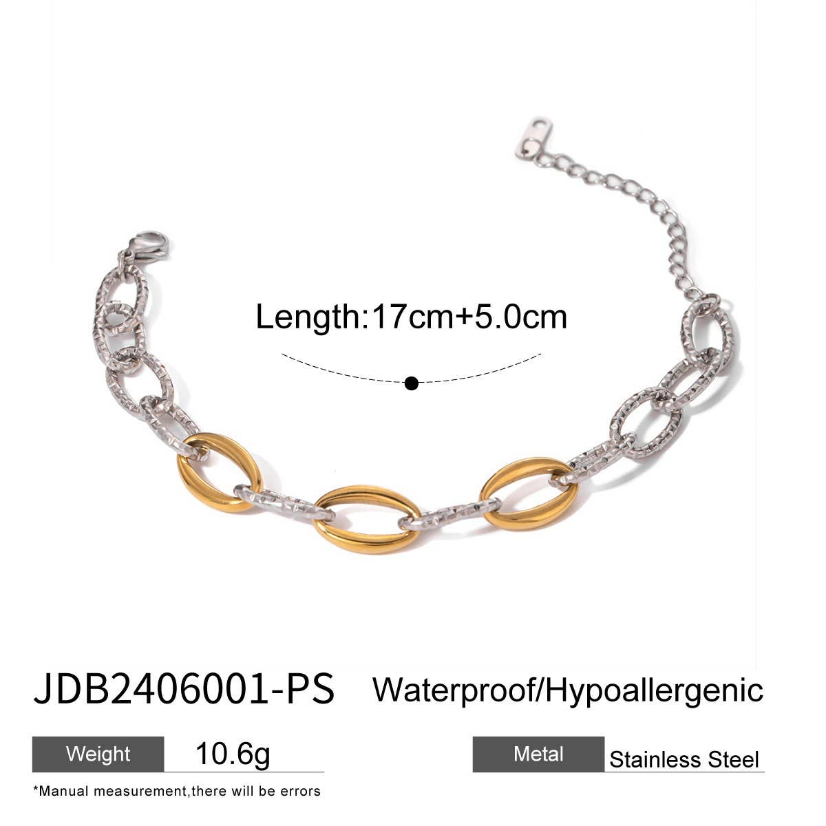 18K Gold Mixed Metal Hammered O-Link Chain_CWAJE4767