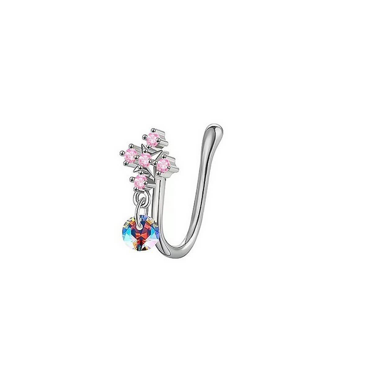 Fake Nose Ring Clip-On with Sparkling Zircon_CWMM9512