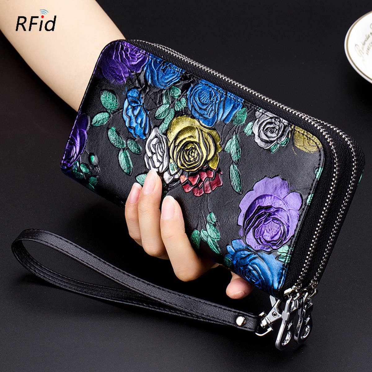 DOUBLE ZIP LARGE CAPACITY LONG LEATHER WALLET_CWAB3748