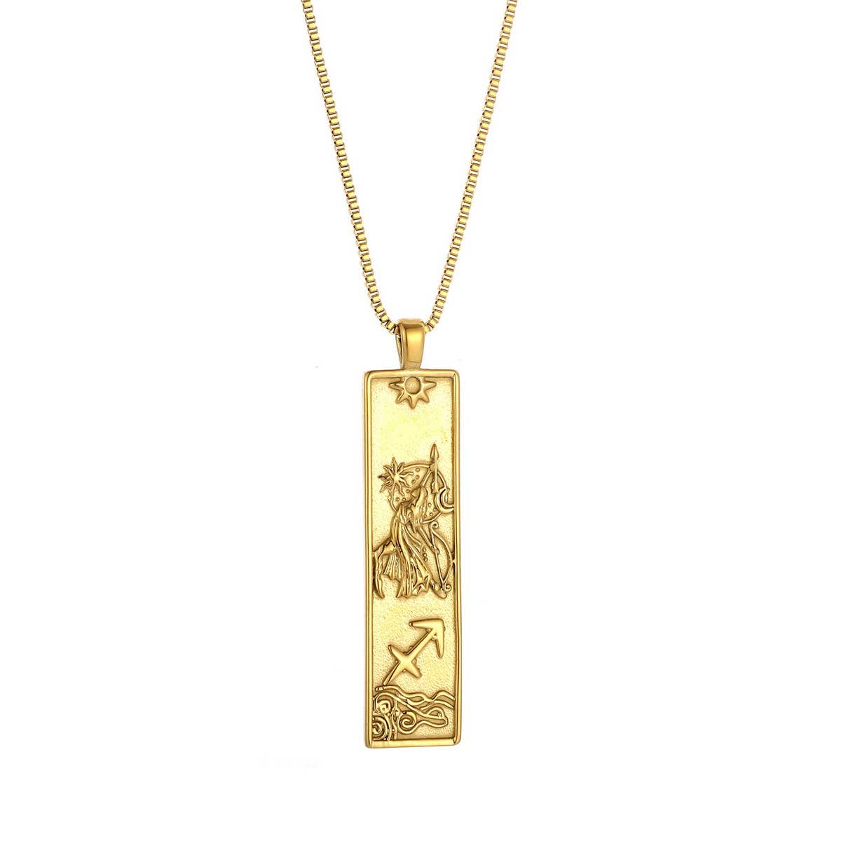 Zodiac Tag Necklace Stainless Steel Vintage Style_CWMM8868