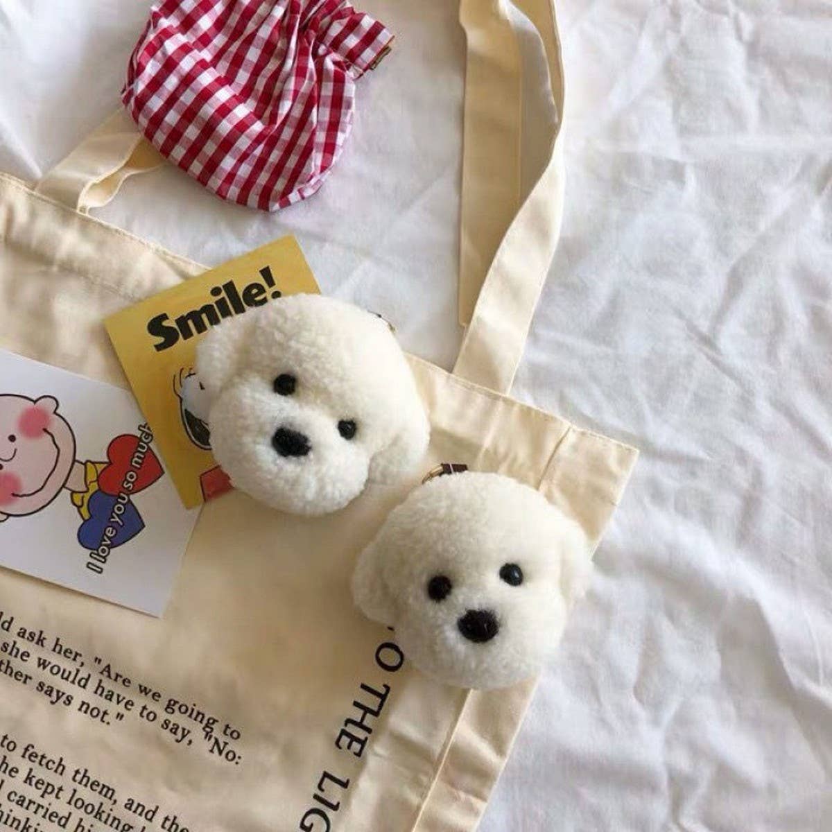 LAMB FUR PUPPY PLUSH BAG PENDANT CAR KEYCHAIN