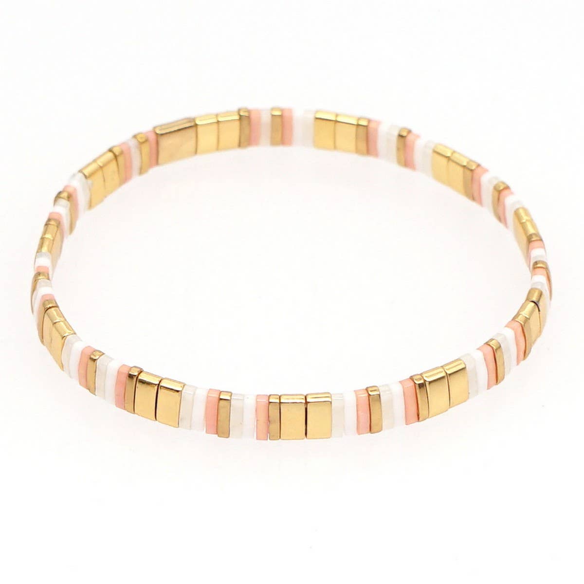 MULTI-LAYERED TILA BEADS BRAIDED GOLD BEAD BRACELET