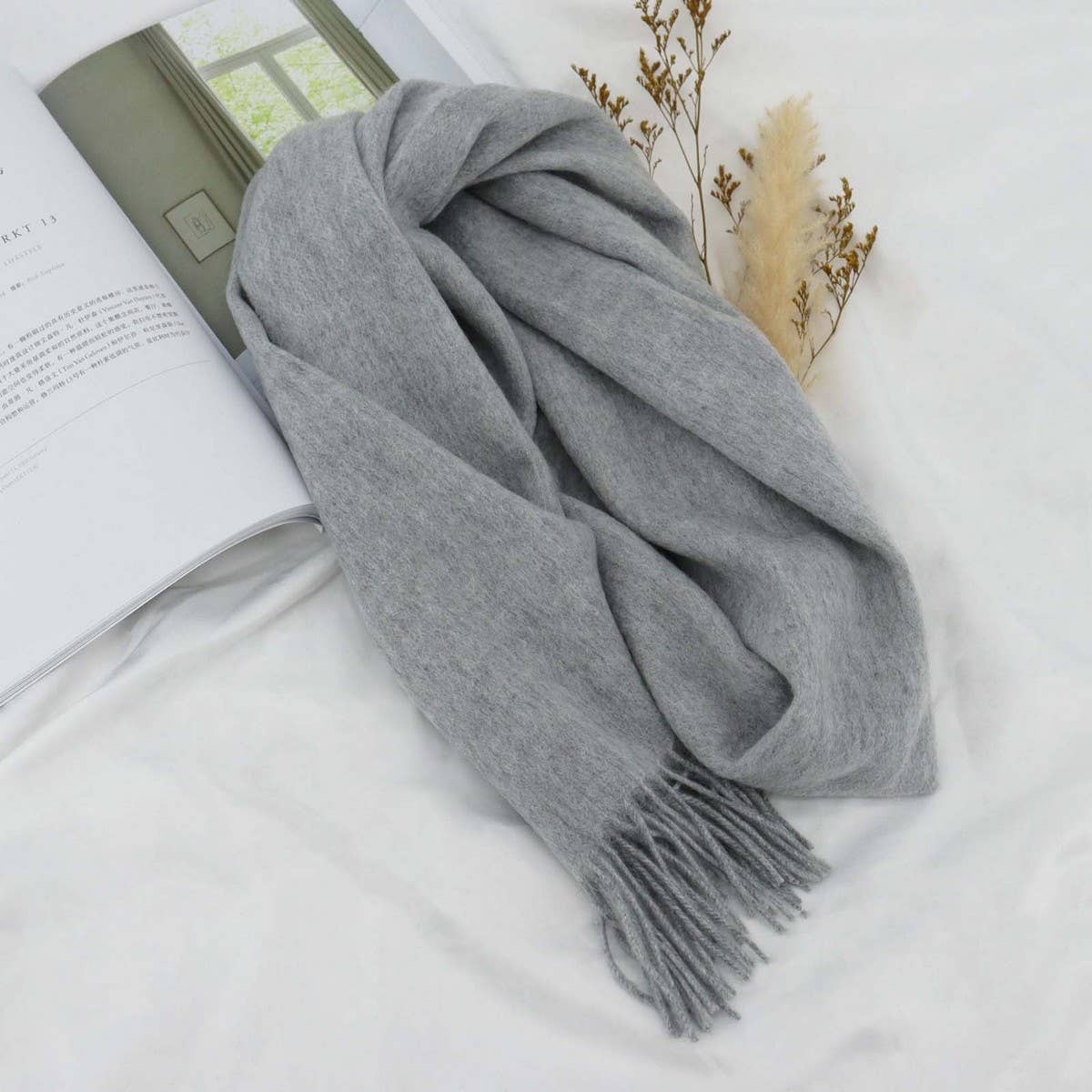 100% Wool Solid Scarf – Elegant Unisex Spring Wrap_CWASC1093