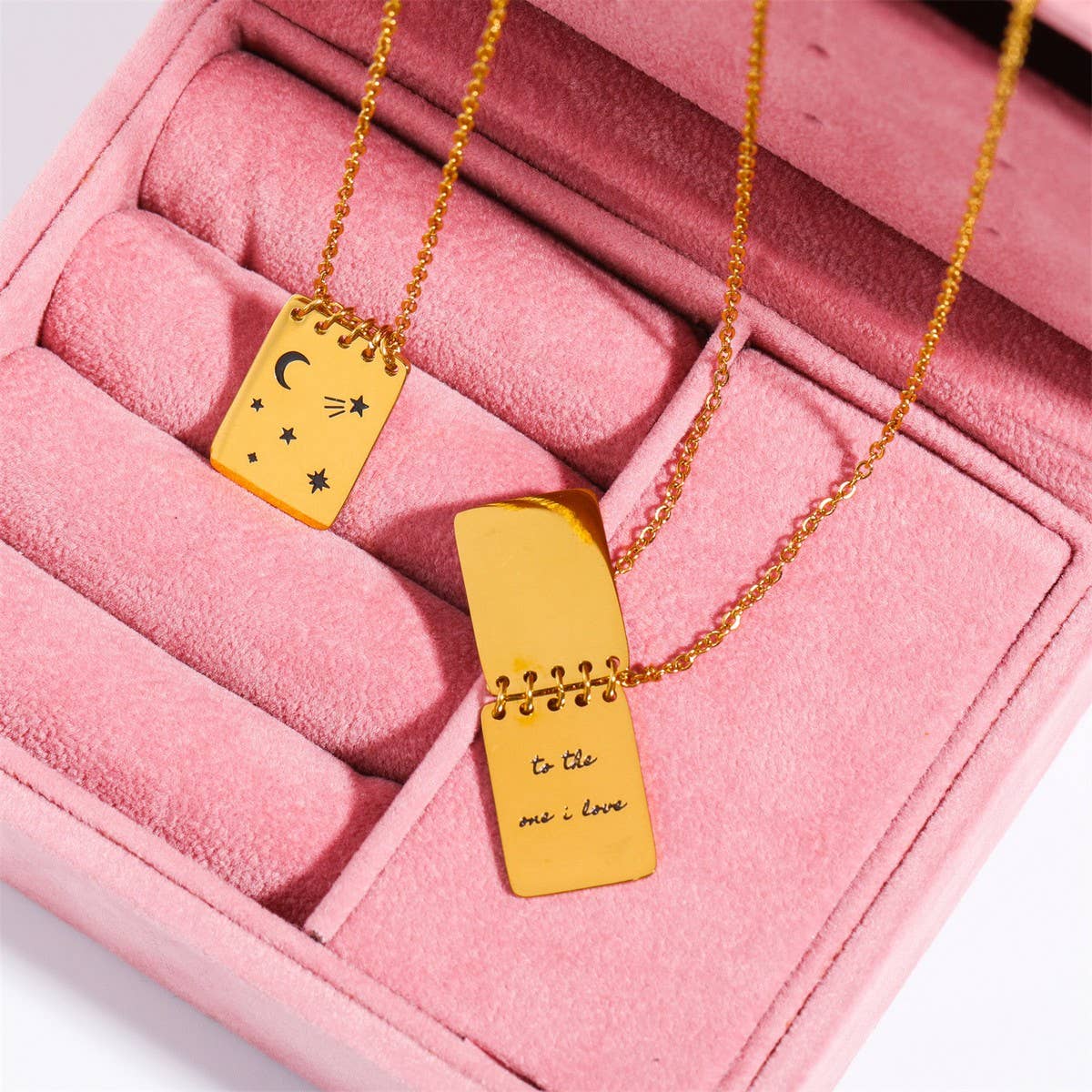 Simple Notebook Star Moon Opening Necklace_CWMM5674