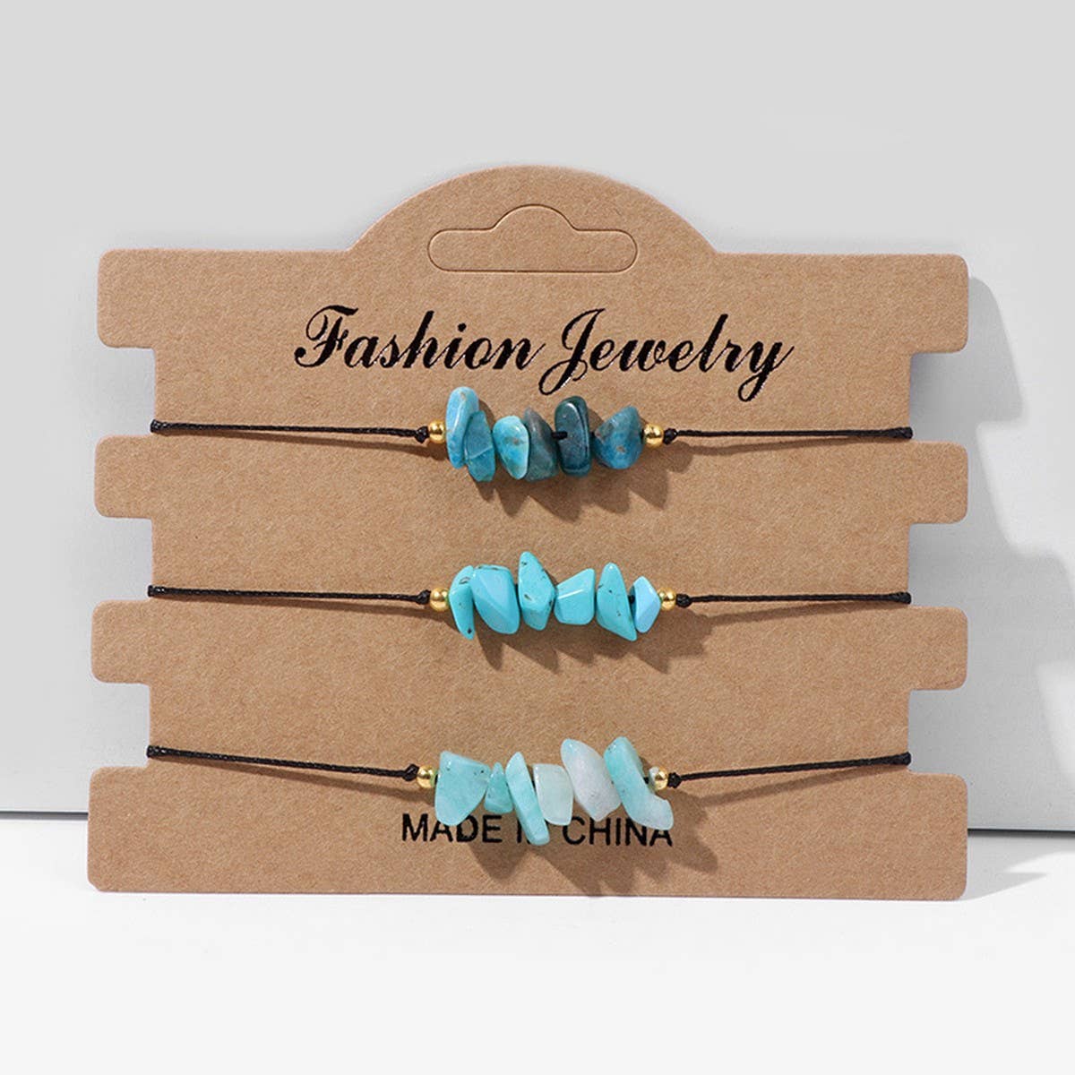 CRUSHED STONE TRIO BRAIDED BRACELET