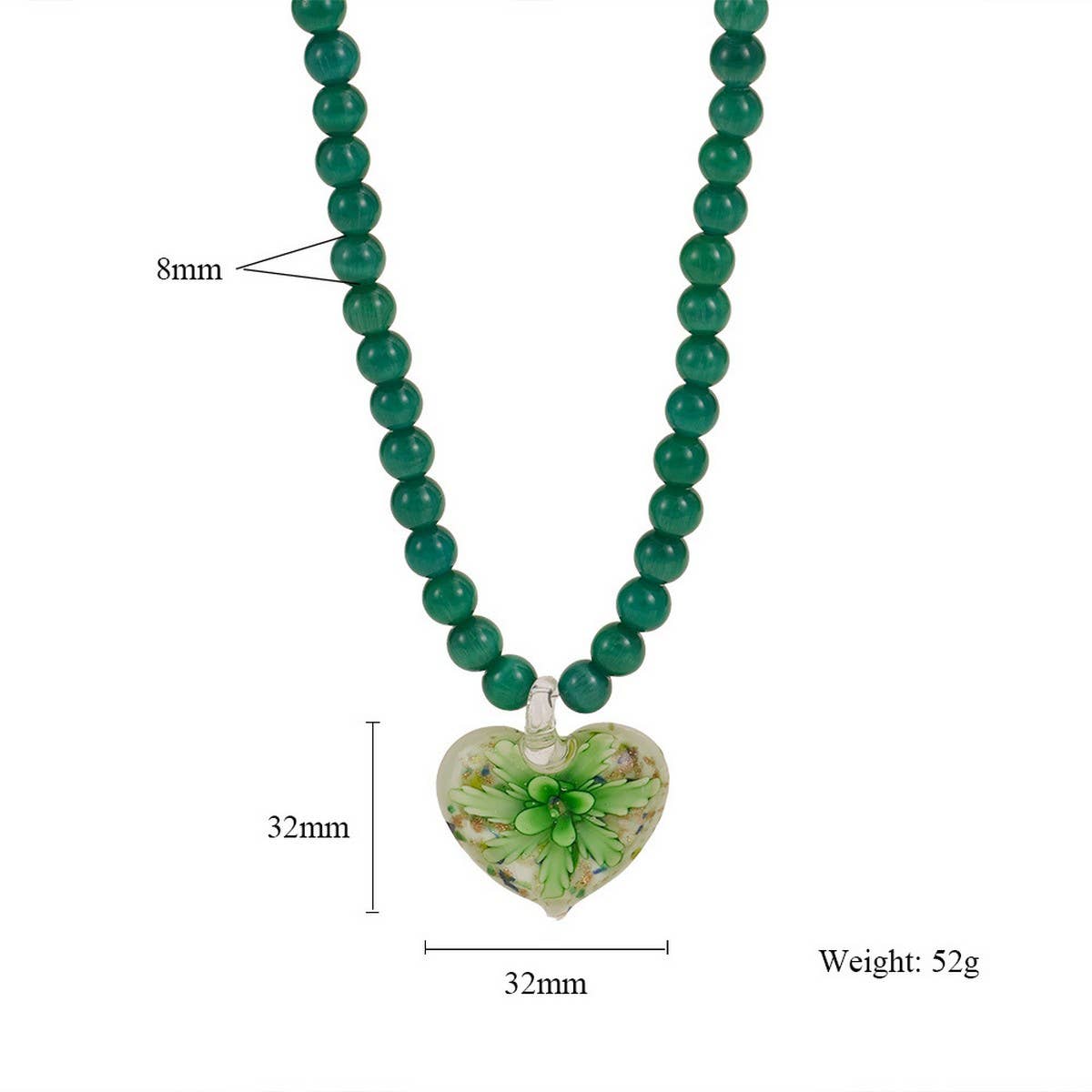 Cat?™s Eye Glass Heart Flower Pendant Necklace_CWMM7536