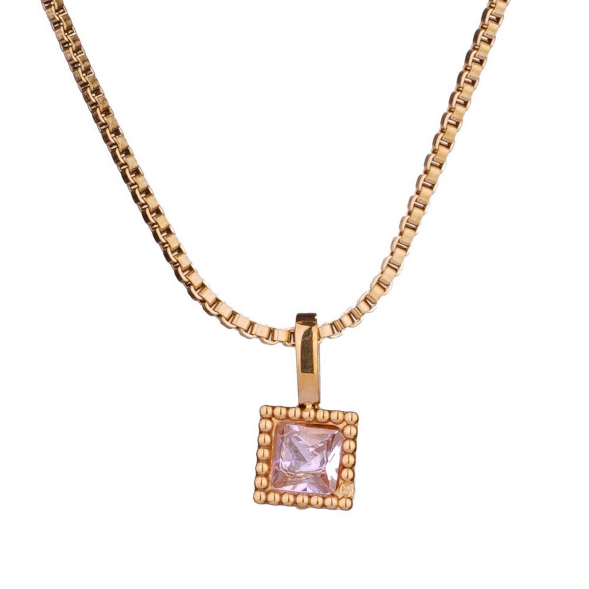 Personalized Steel Monthly Star Stone Necklace_CWMM8844