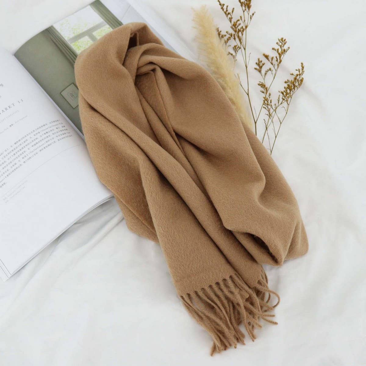 100% Wool Solid Scarf – Elegant Unisex Spring Wrap_CWASC1093