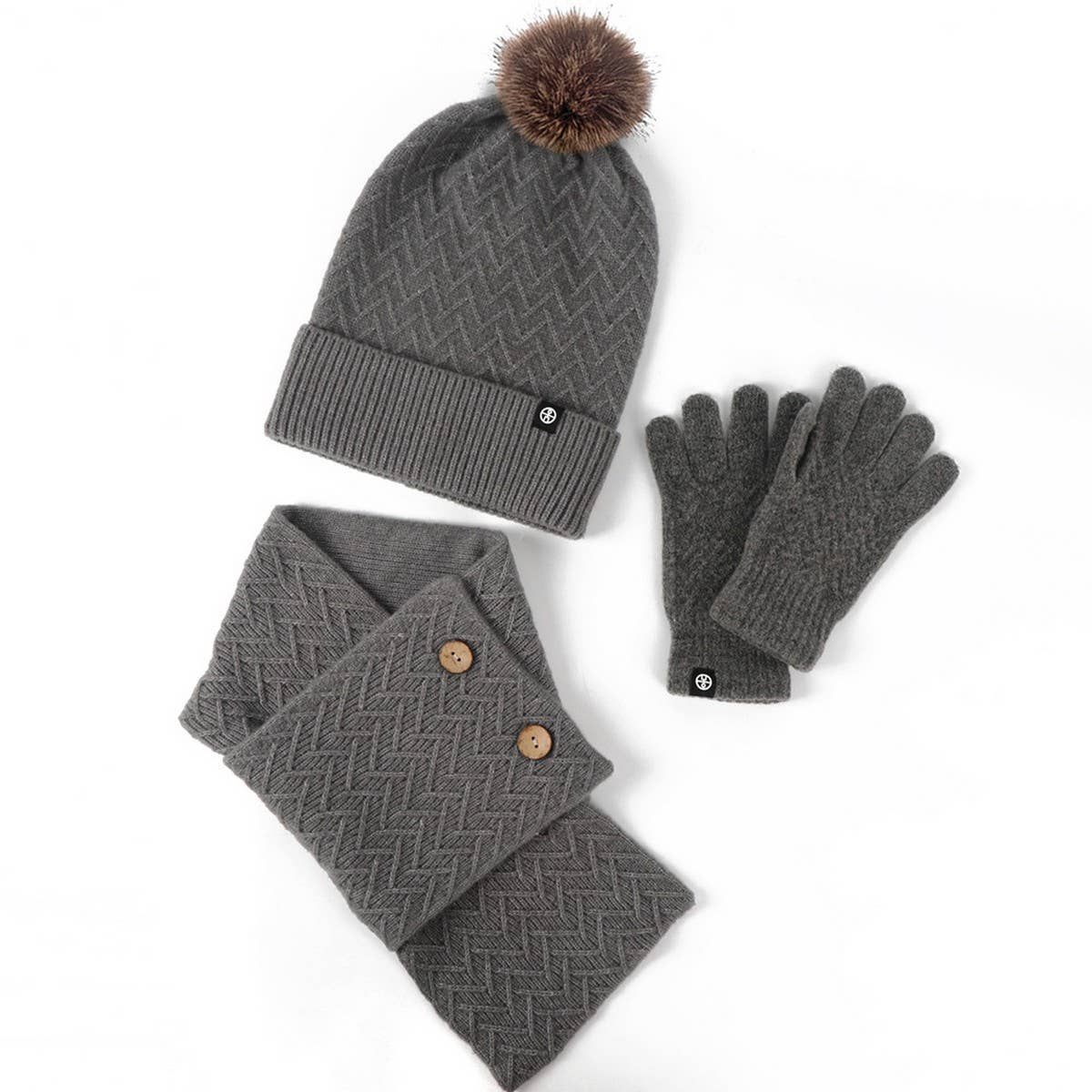 COLD-PROOF WOOL BALL KNITTED THREE-PIECE SUIT