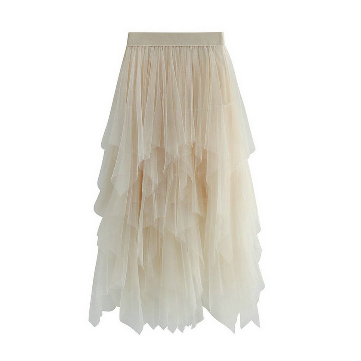 10 COLORS ELASTIC WAIST TIERED TULLE MESH SKIRT_CWBLS0396