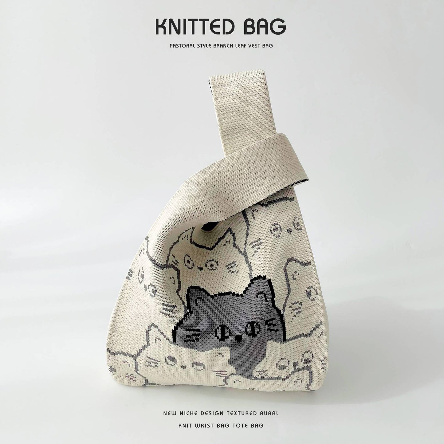 Versatile commuter knit single-shoulder handbag
