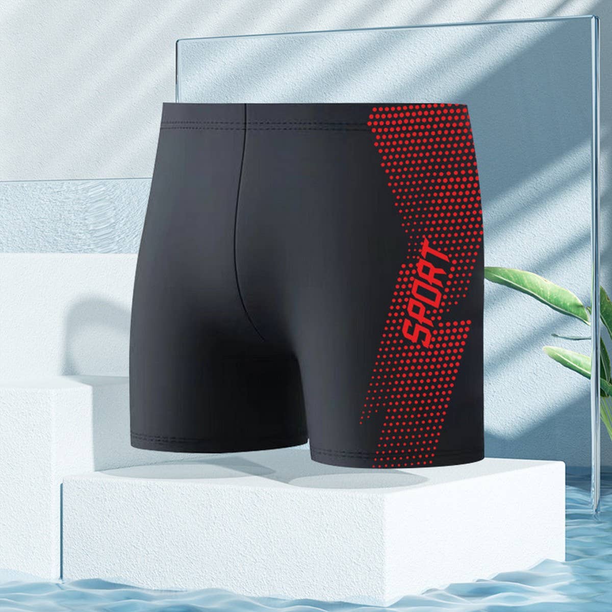 Men's High Waist Quick Dry Swim Trunks Plus Size