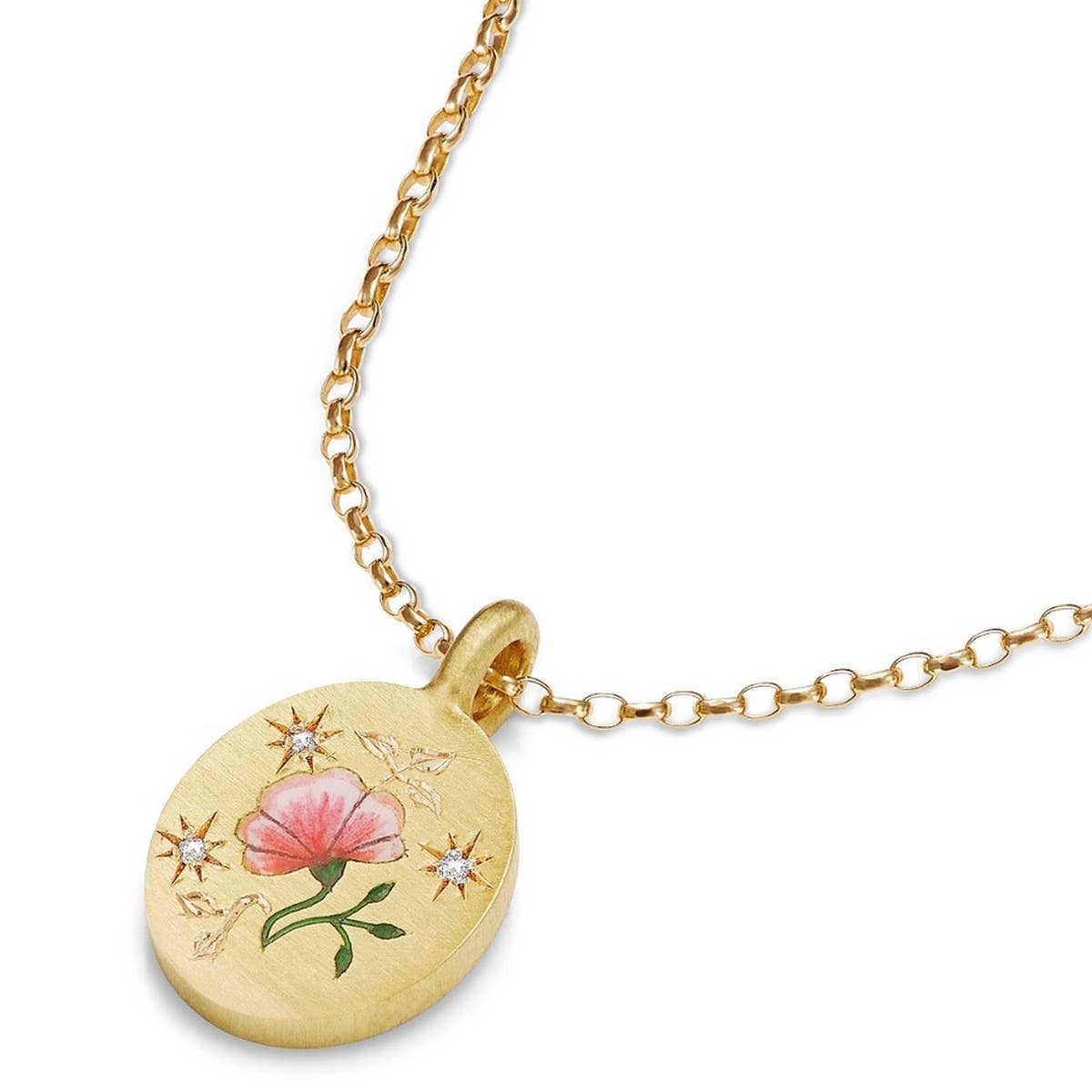 Stainless Steel Flower Heart Pendant Necklace_CWMM5538