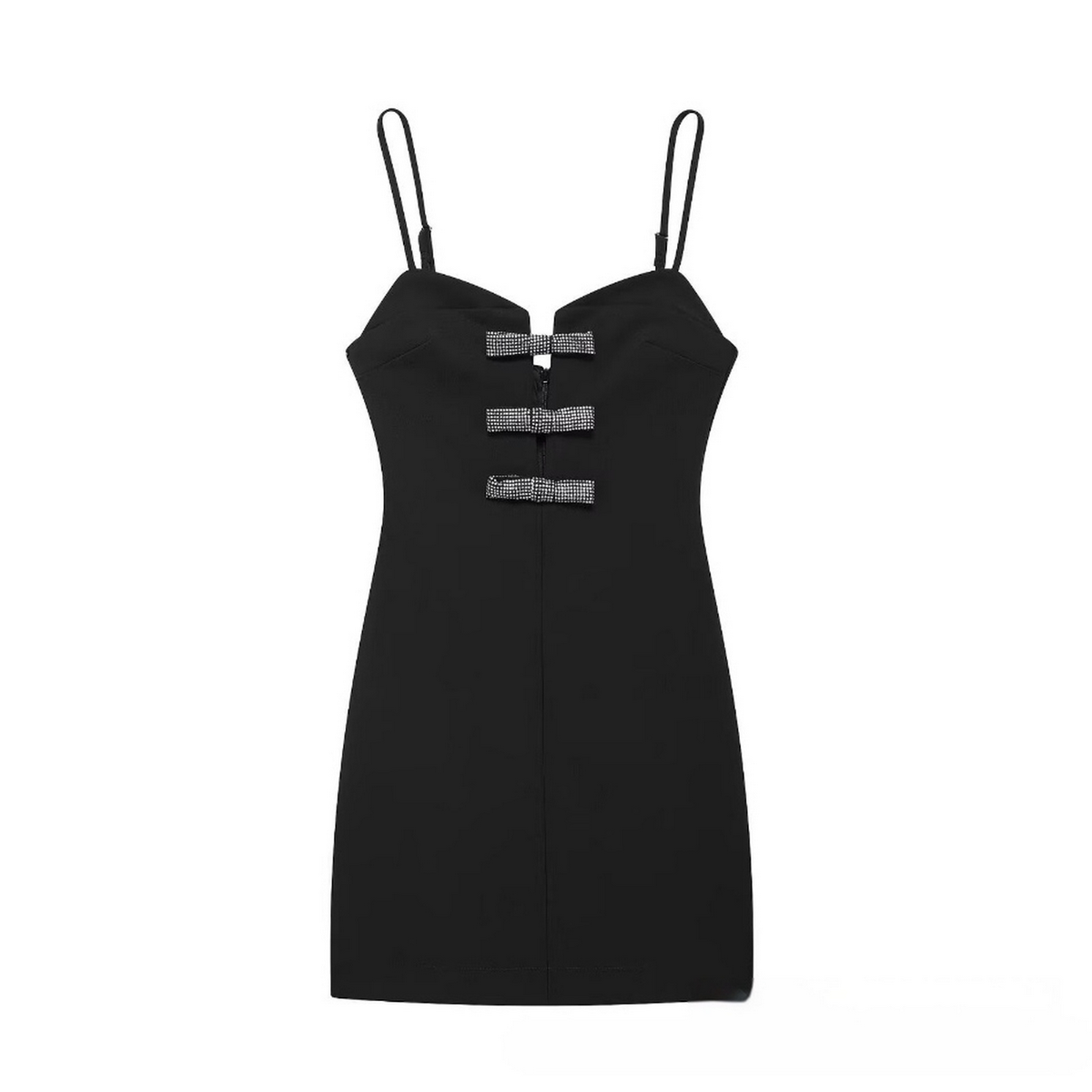 French Style Shiny Bow Mini Dress - Chic Look