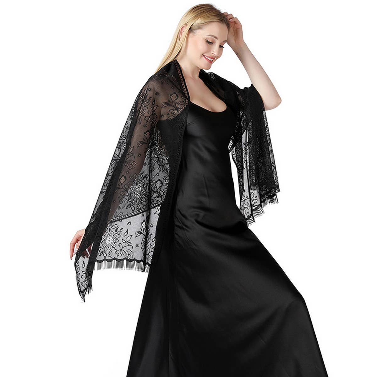 Floral Lace Tie-Dye Shawl ? Bridal Evening Wrap