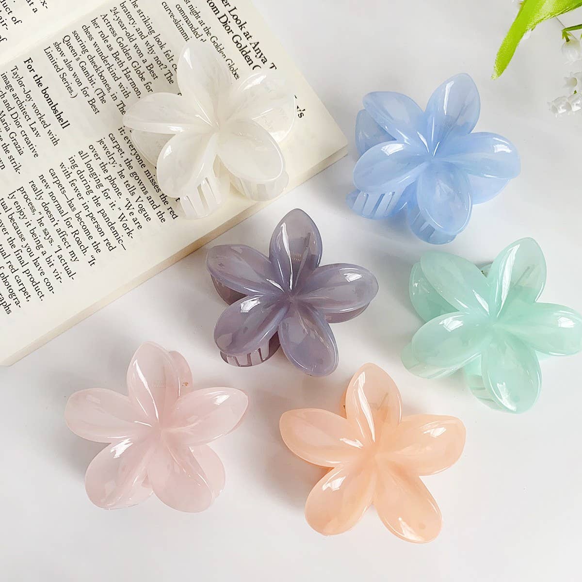Candy Color Flower Hair Claw - Sweet Girl Style_CWAHA1494
