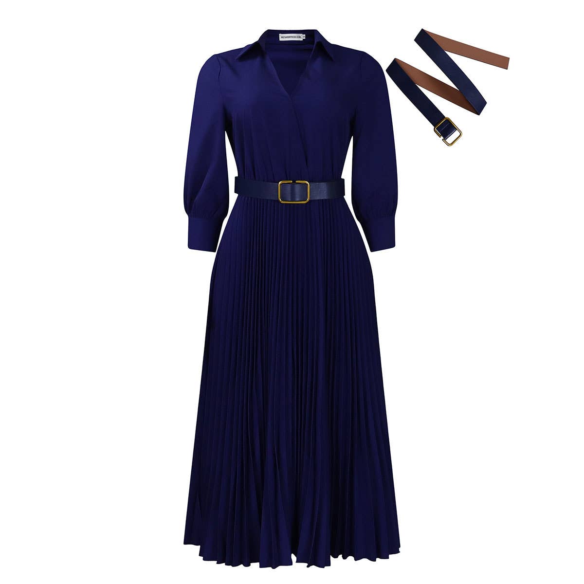 FASHION V-NECK SOLID COLOR PLUS SIZE DRESS_CWDMD3647