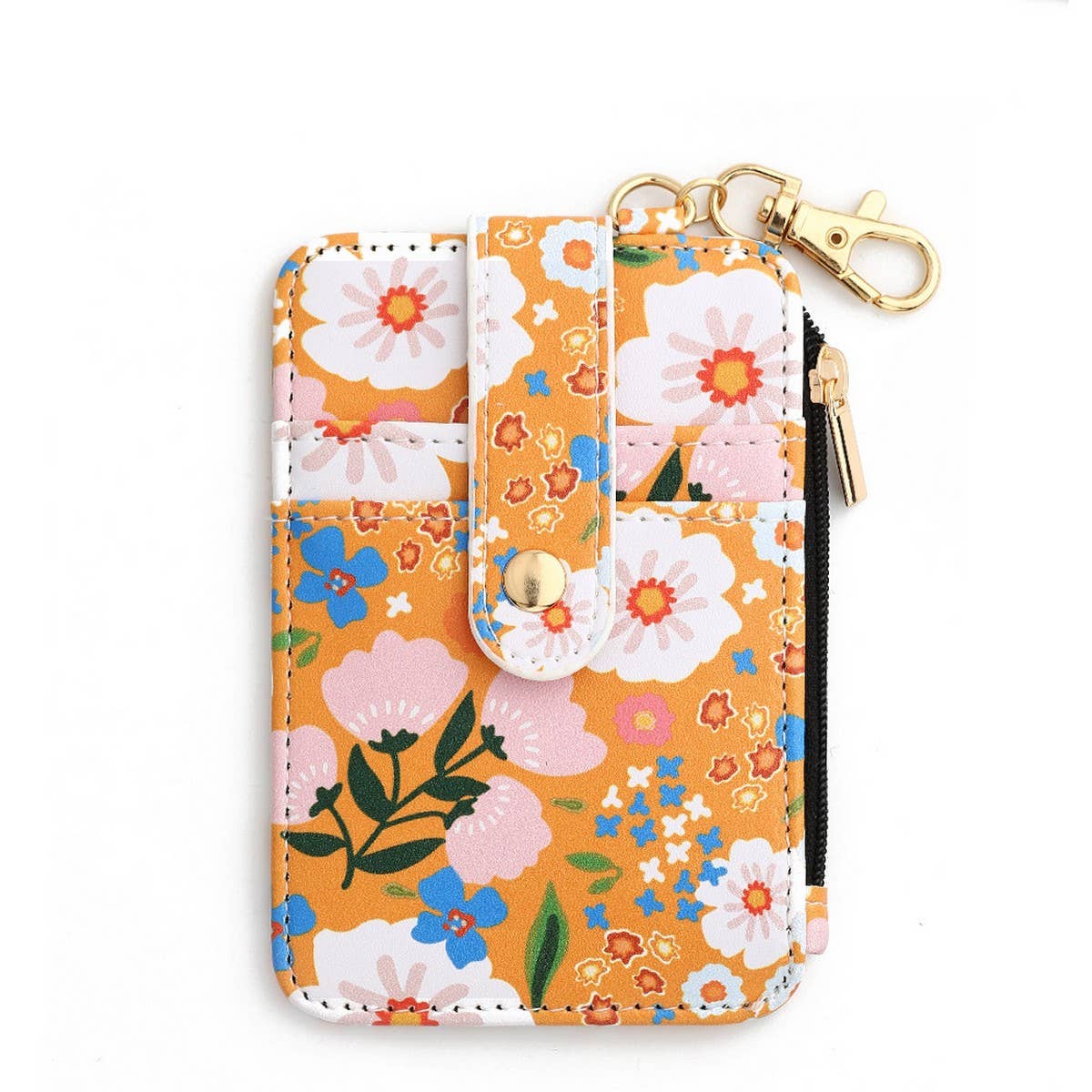 Floral Zipper Card Holder Vertical Mini Wallet_CWAB4941