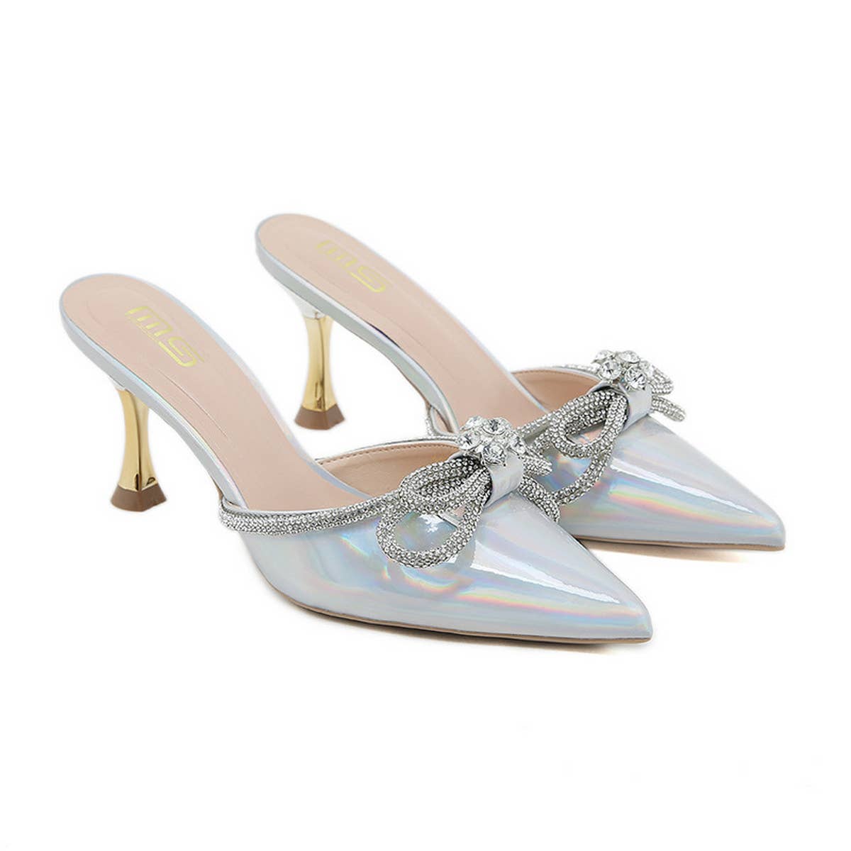 RHINESTONE BOW POINTED TOE HIGH HEELS