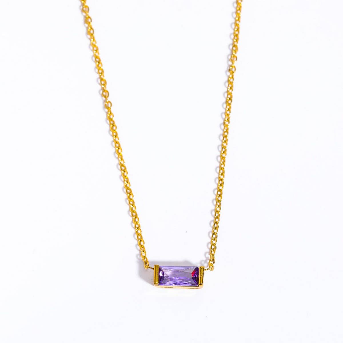 Stainless Steel Colored Birthstone Necklace_CWMM5535