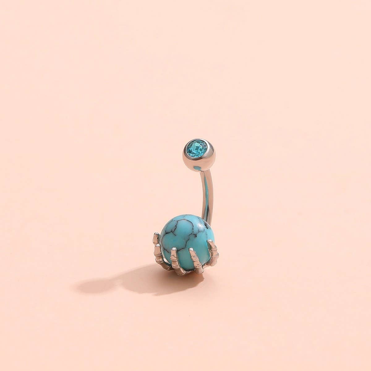 Colorful Skull Hand Belly Button Ring Piercing