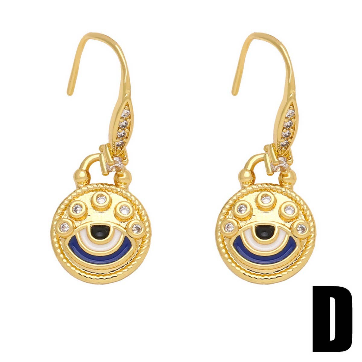 COLORED ZIRCON DEVIL'S EYE PENDANT EARRINGS