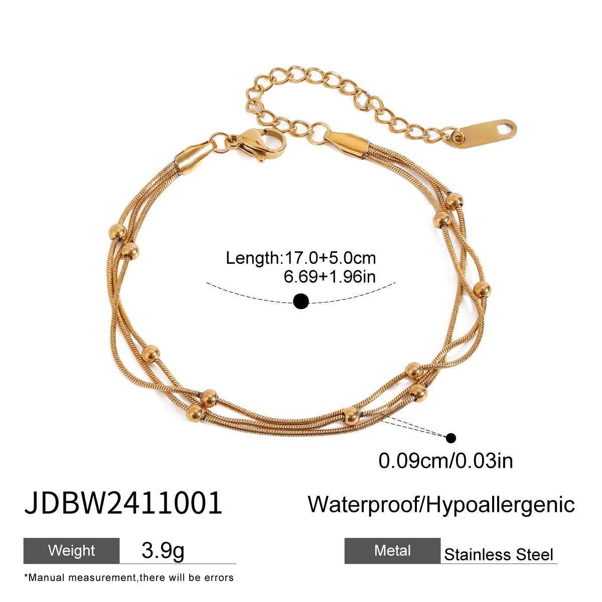 Luxury Stainless Steel Finger Chain Ring Bracelet