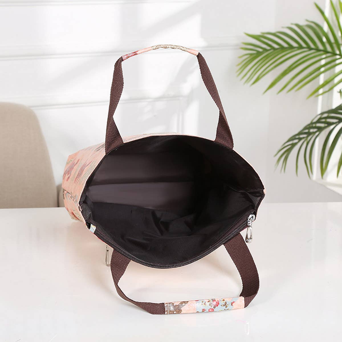 WATERPROOF FLORAL MULTI-LAYER CANVAS SHOULDER BAG_CUAB0189
