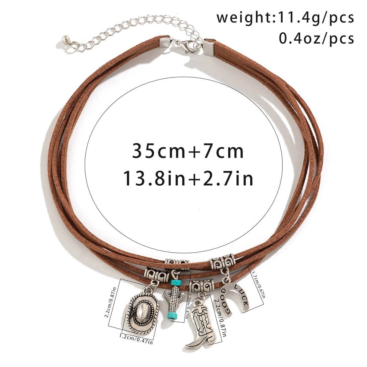 WESTERN COWBOY HAT TURQUOISE MULTI-LAYER NECKLACE