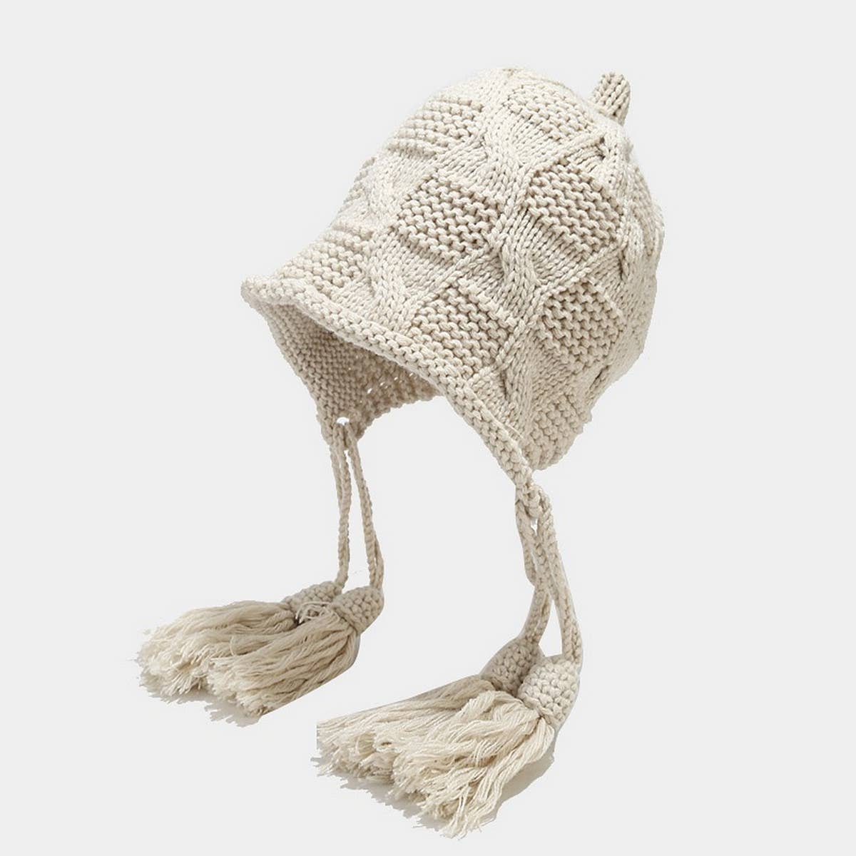 AUTUMN AND WINTER WOOL BALL KNITTED EARMUFFS HAT_CWAH1602