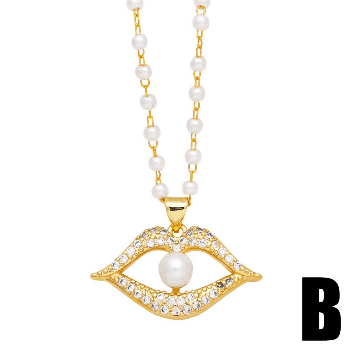 FASHIONABLE DIAMOND INLAID FLOWER PEARL NECKLACE