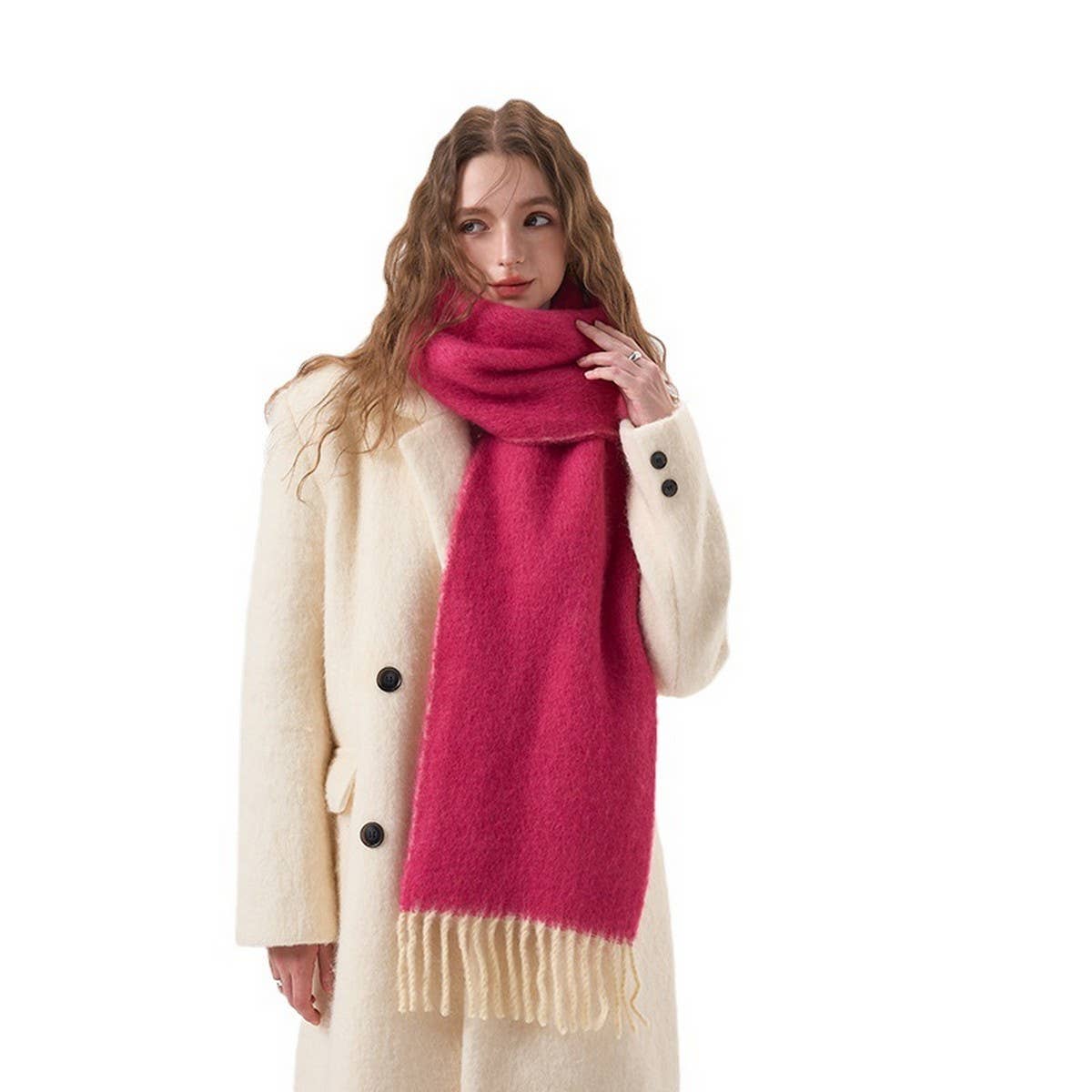 32% Wool Blend Colorblock Scarf - Soft Winter Styl_CWASC2368