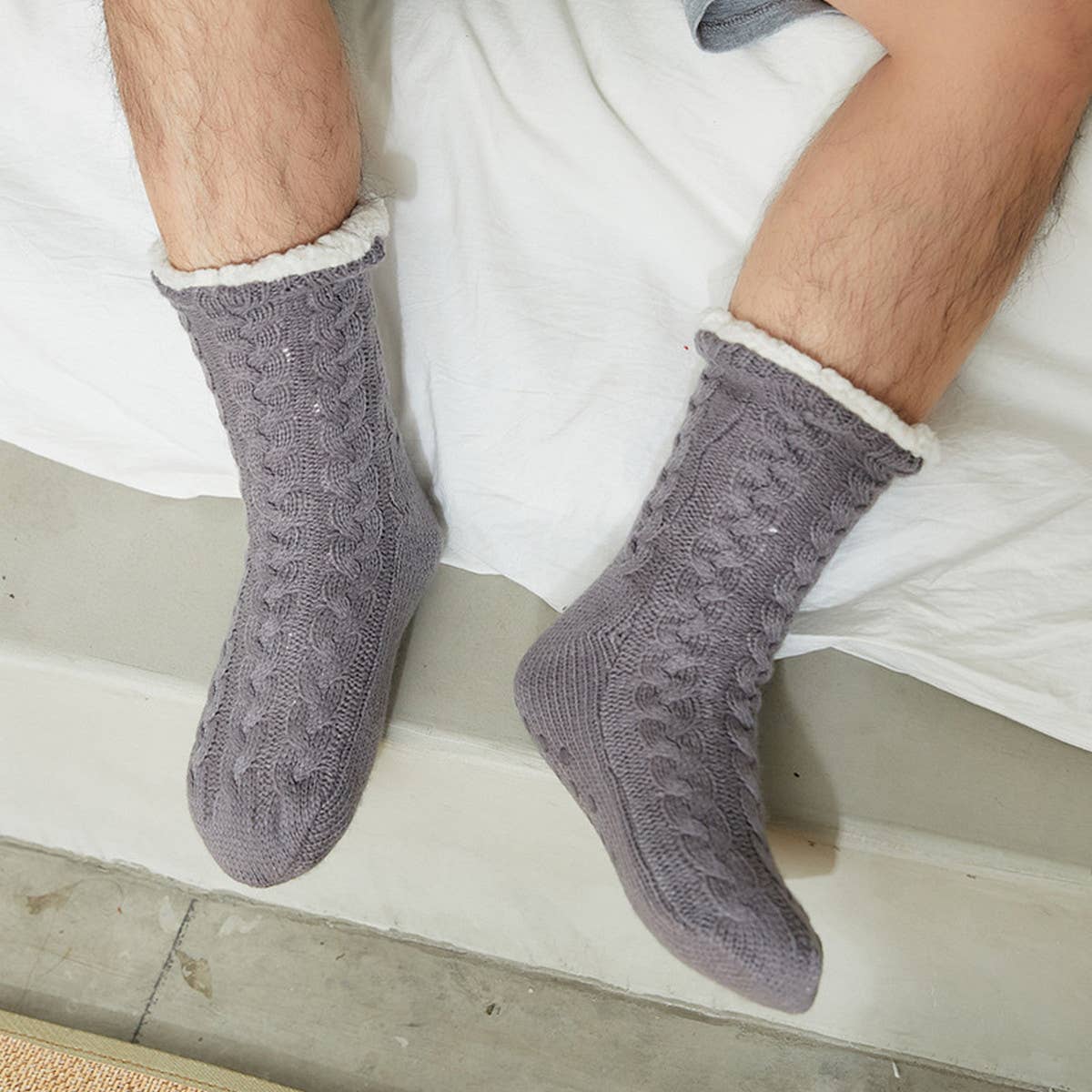 WINTER MEN LEG COVERS PLUSH INDOOR SLIPPERS
