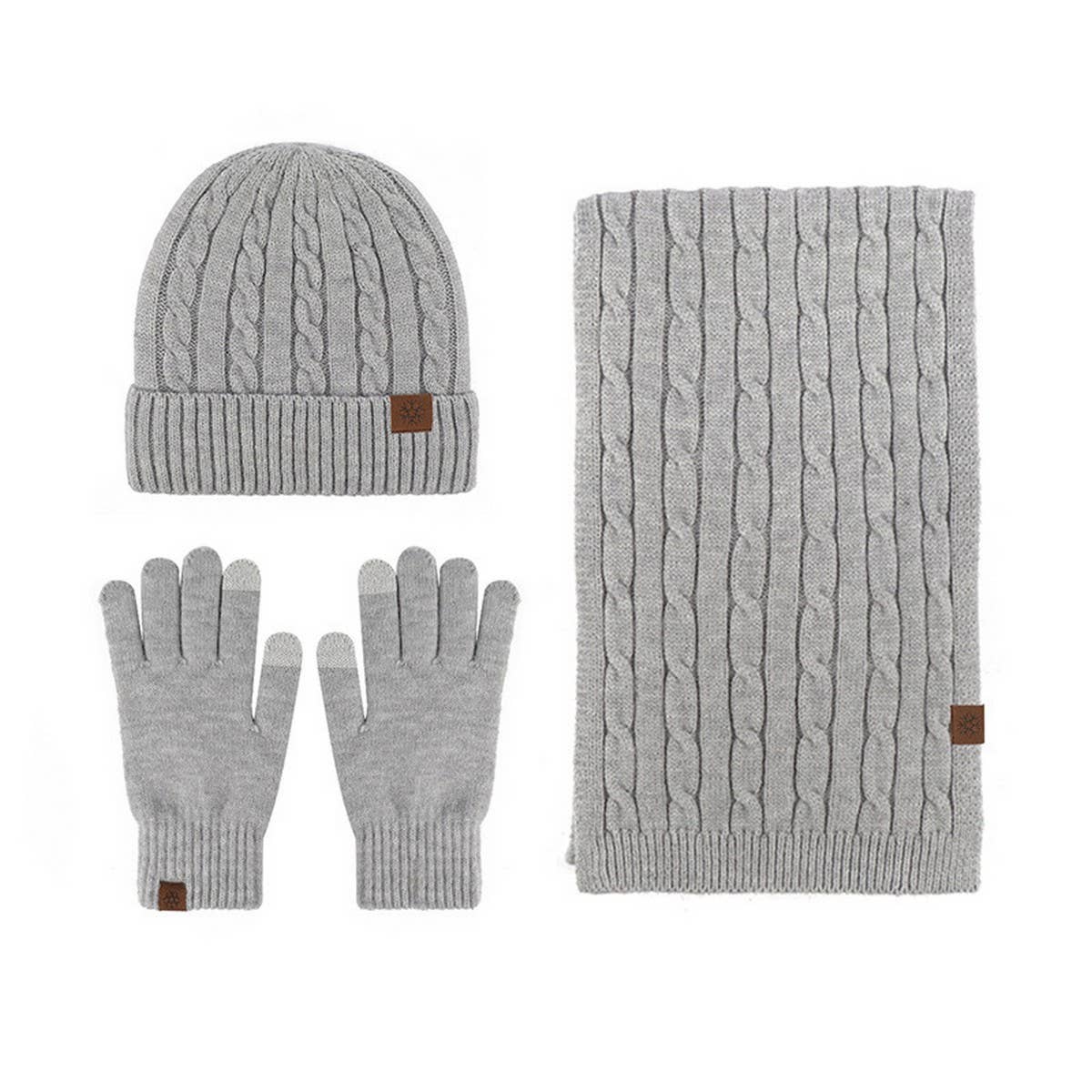 NEW KNITTED HAT, SCARF AND GLOVES THREE-PIECE SET
