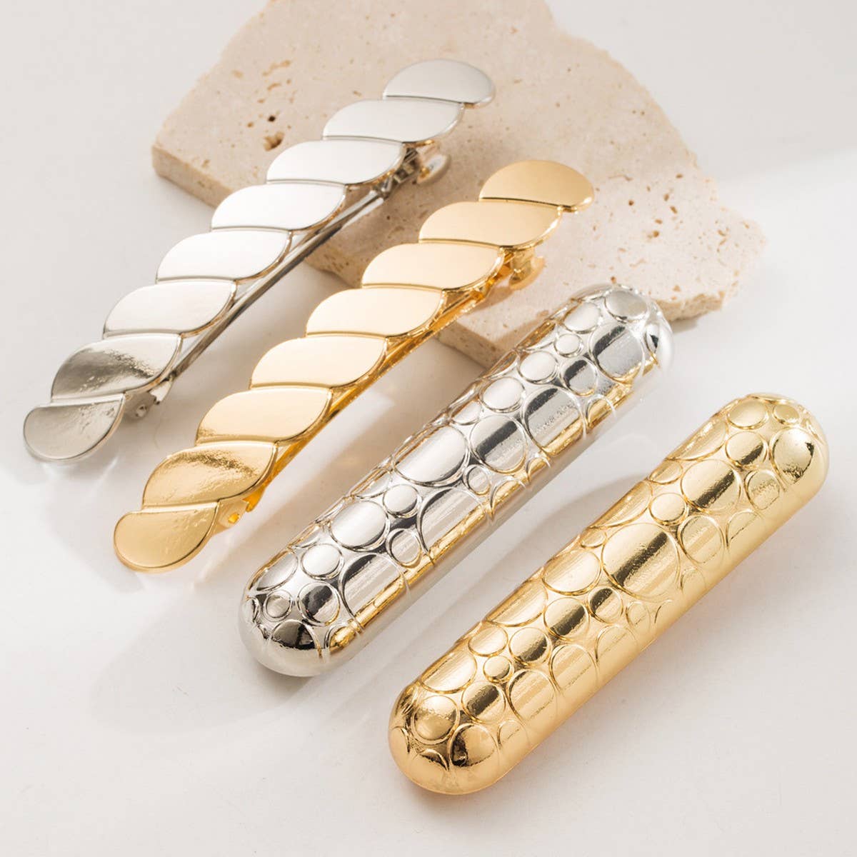 Sleek Beaded Metal Hair Clip for Braids & Buns_CWAHA6232