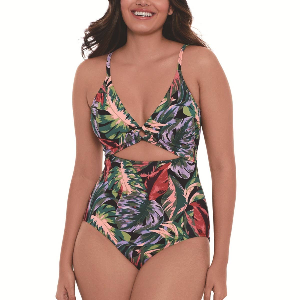 LEOPARD PRINT SLIM CUT-OUT BIKINI SWIMSUIT