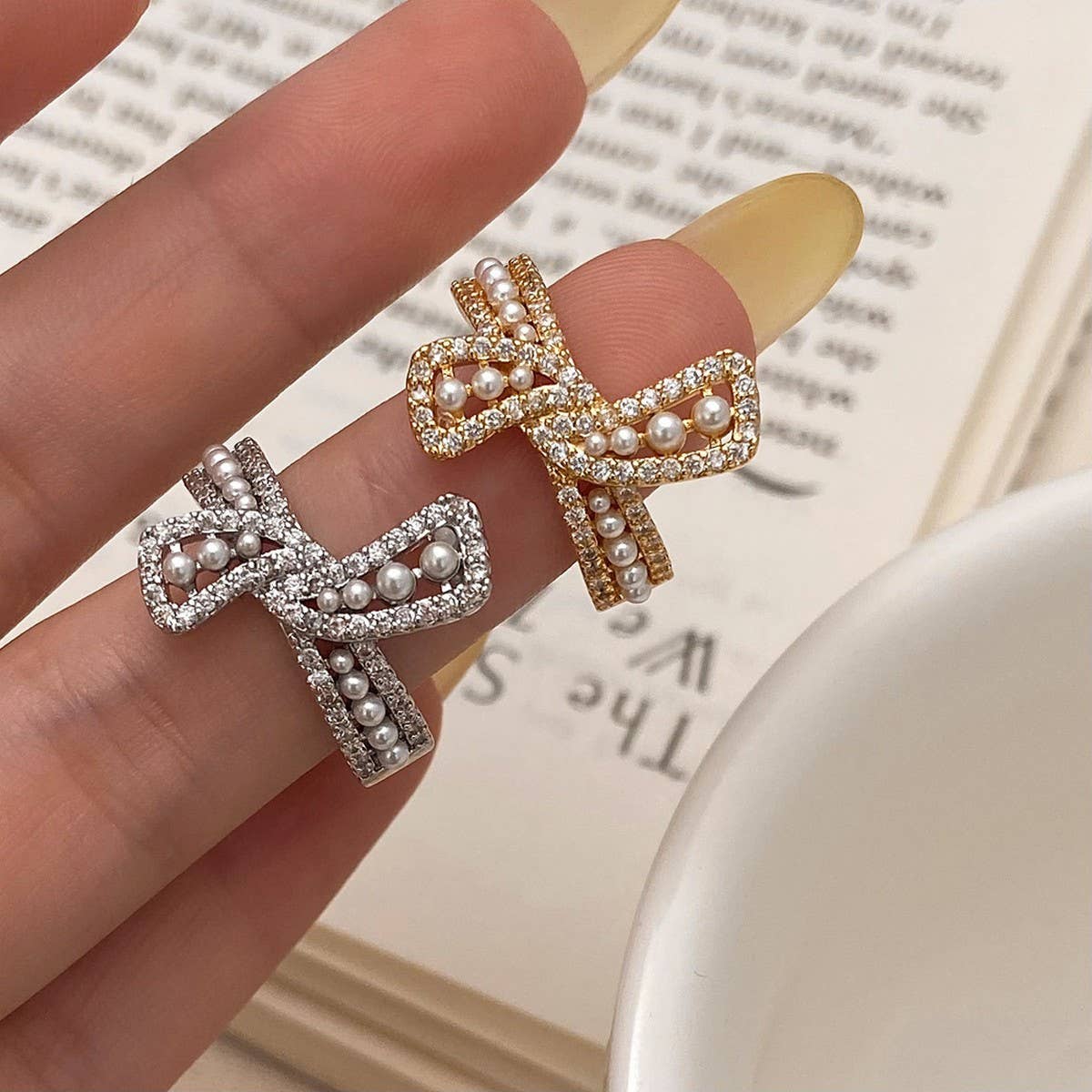 ALL-MATCH PEARL KNOTTED METAL OPEN RING FOR WOMEN_CWAJE3093